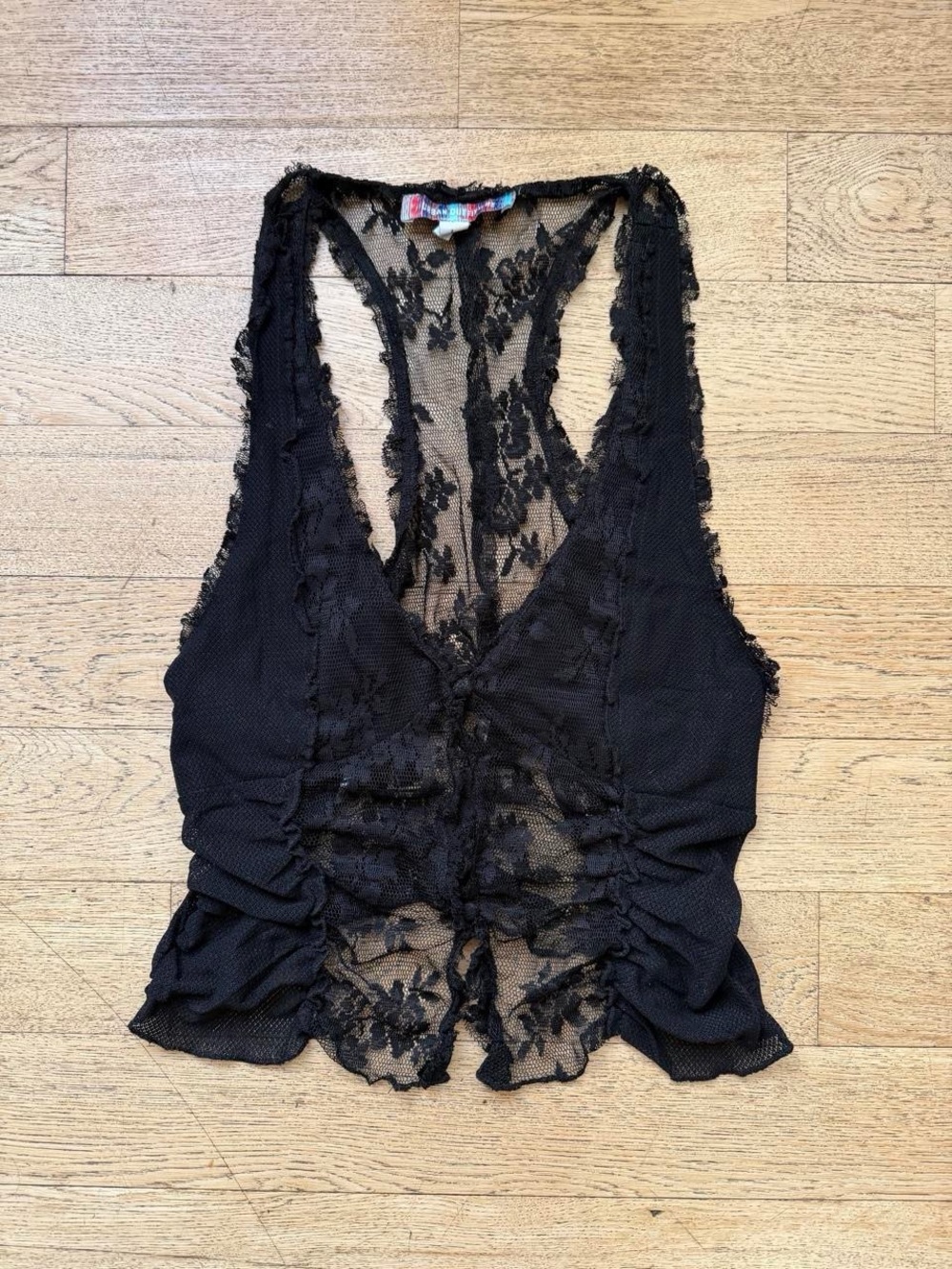 Y2K Urban Outfitters Black Lace Ruched Tank Top Vest